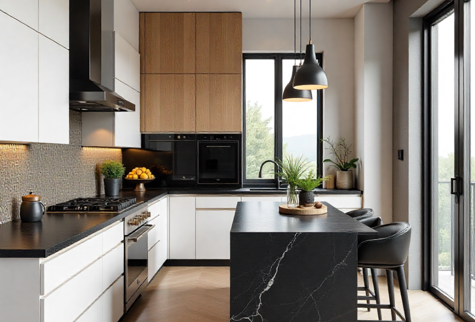black quartz countertops